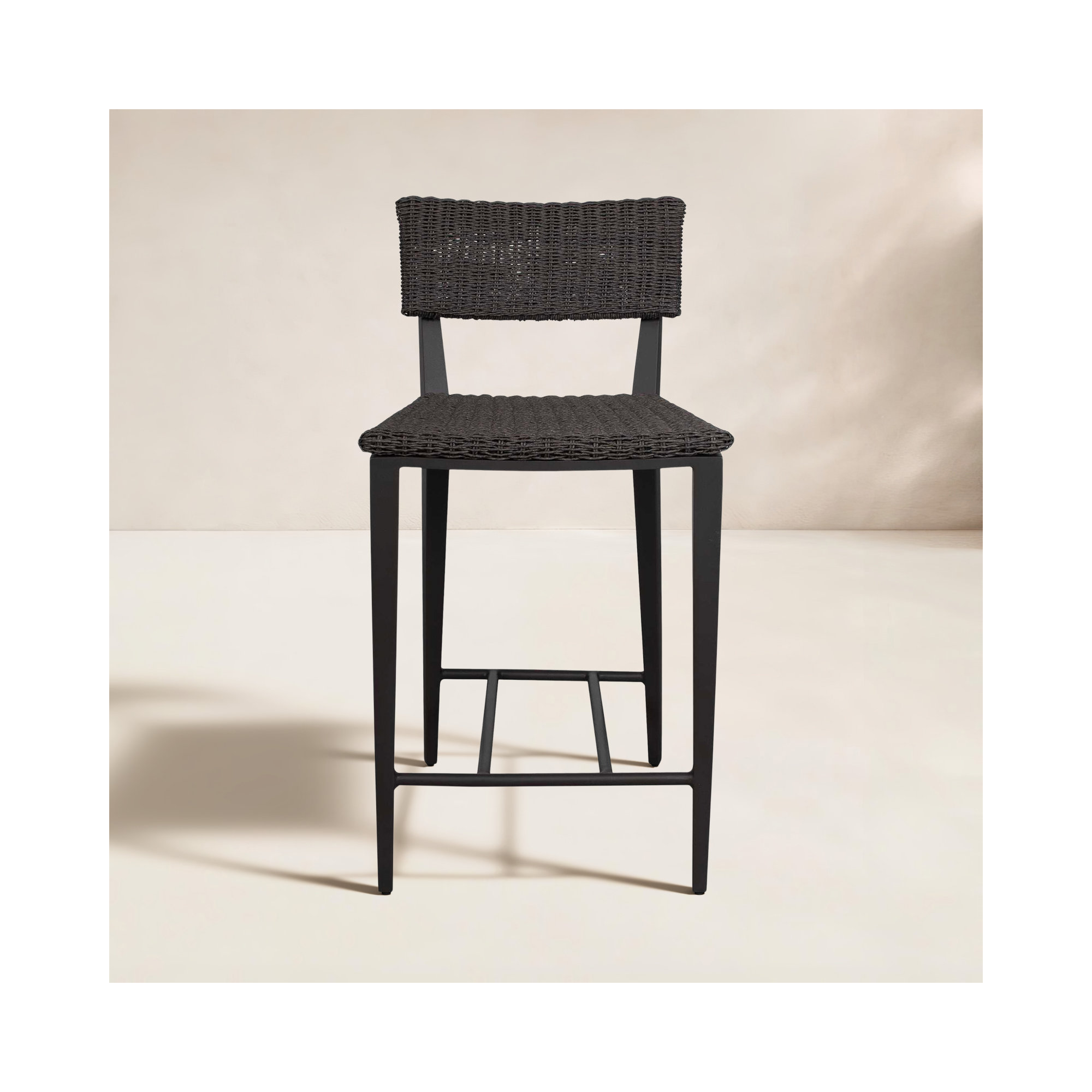 Coleston White Outdoor Counter Stool, Black, Black, 26.25"
