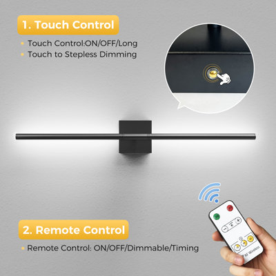 28.3'' Timer LED Flush Mounted Sconces, 6000K Wallchiere Battery Operated