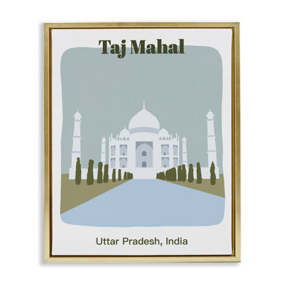 Taj Mahal Architecture Framed Floater Canvas Wall Art by Regina Moore
