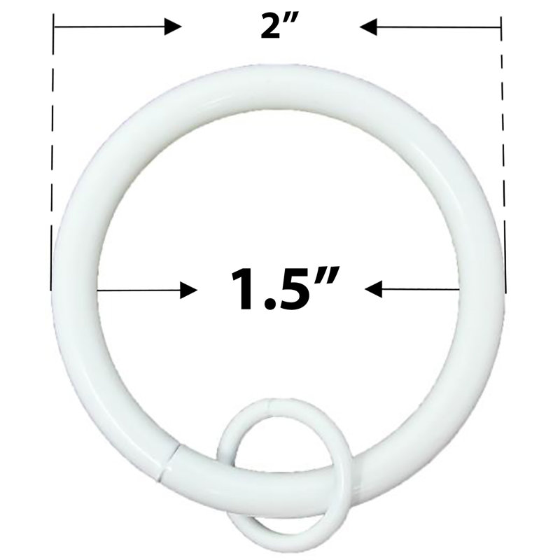 Anneaux de rideau en métal Mcclain, Blanc lustré, Diamètre 1,5 po