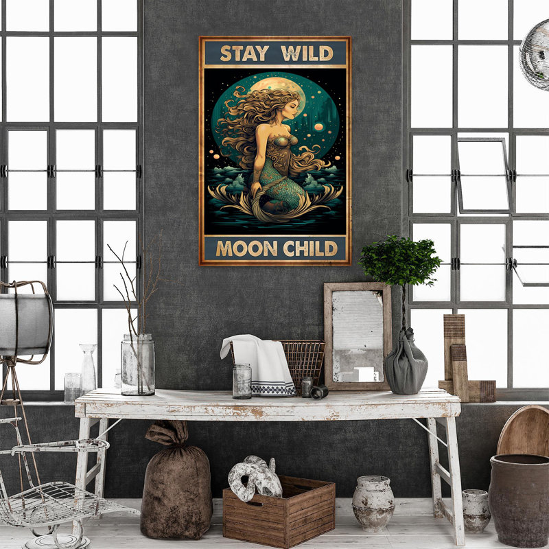 Mermaid Stay Wild Moon Child 3, H 20 po x l 16 po x P 1,25 po