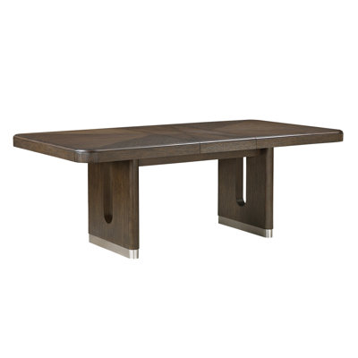 Table de salle à manger moderne et rectangulaire avec rallonge à rallonge métallique unique et durable