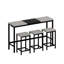 Table de salle à manger de cuisine moderne, table de pub, ensemble de table de salle à manger longue avec 3 tabourets, conception de tabouret suspendu pratique, gris et noir-587584141