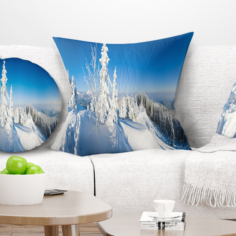 Coussin panoramique avec paysage d'hiver, 16 po x 1 po, Coussin décoratif