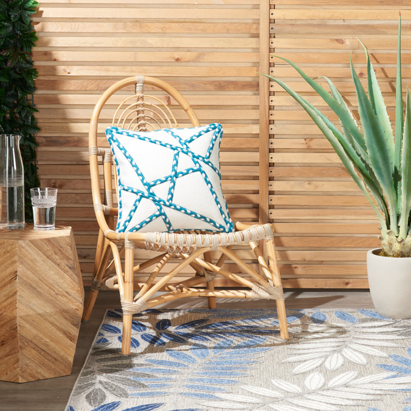 Geometric Outdoor Throw Pillow, Turquoise