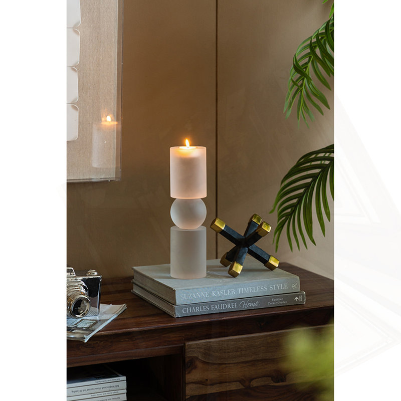 Porte-bougie moyen en verre D3.1X11, 11" H x 3.1" W x 3.1" D