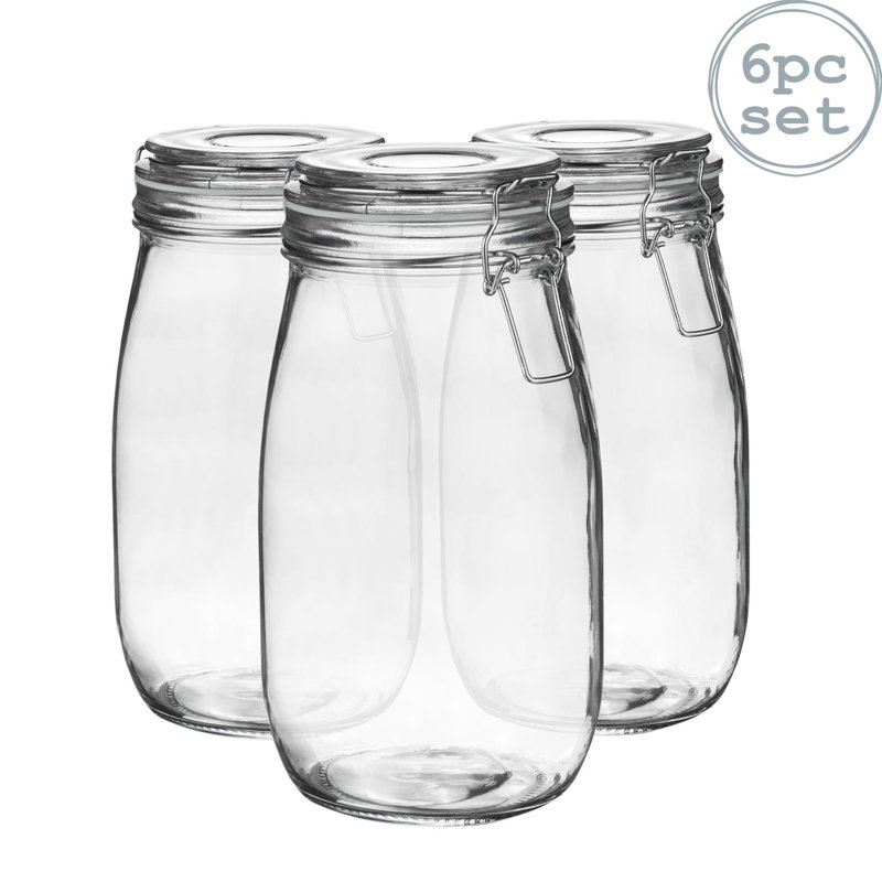 Argon Tableware - Glass Storage Jars - 1.5 Litre, White/Clear