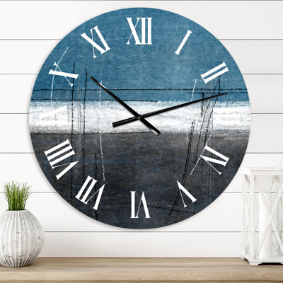 Bleu sarcelle rencontre l'art abstrait gris - horloge murale moderne
