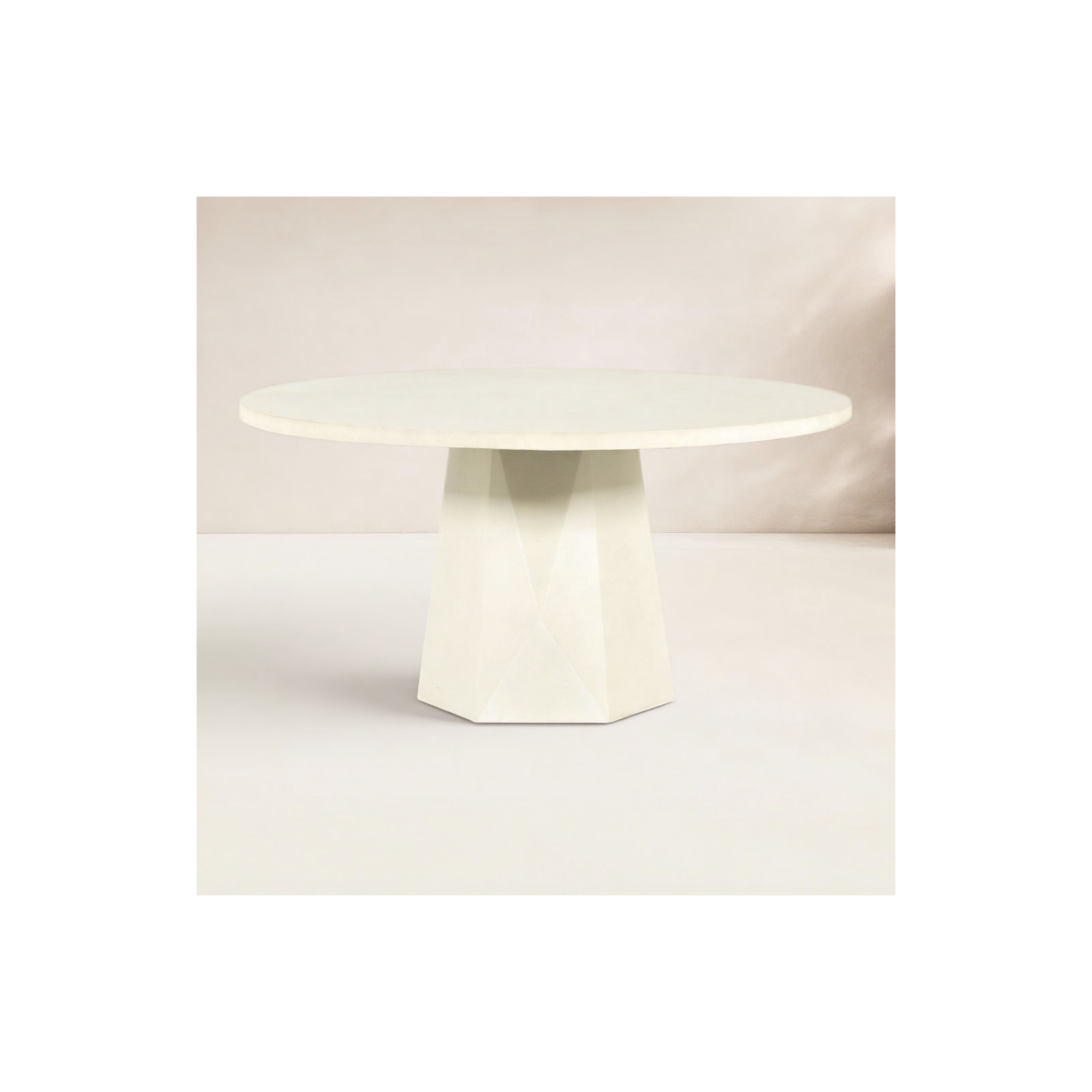 Clemmie Stone/Concrete Dining Table, White