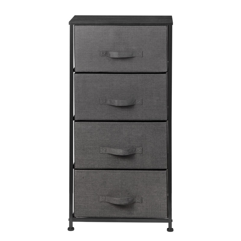 Commode 4 tiroirs Gastineau, Gris anthracite/noir
