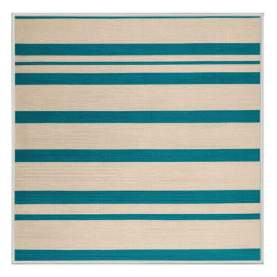 Tapis beige à rayures horizontales lavable à la machine