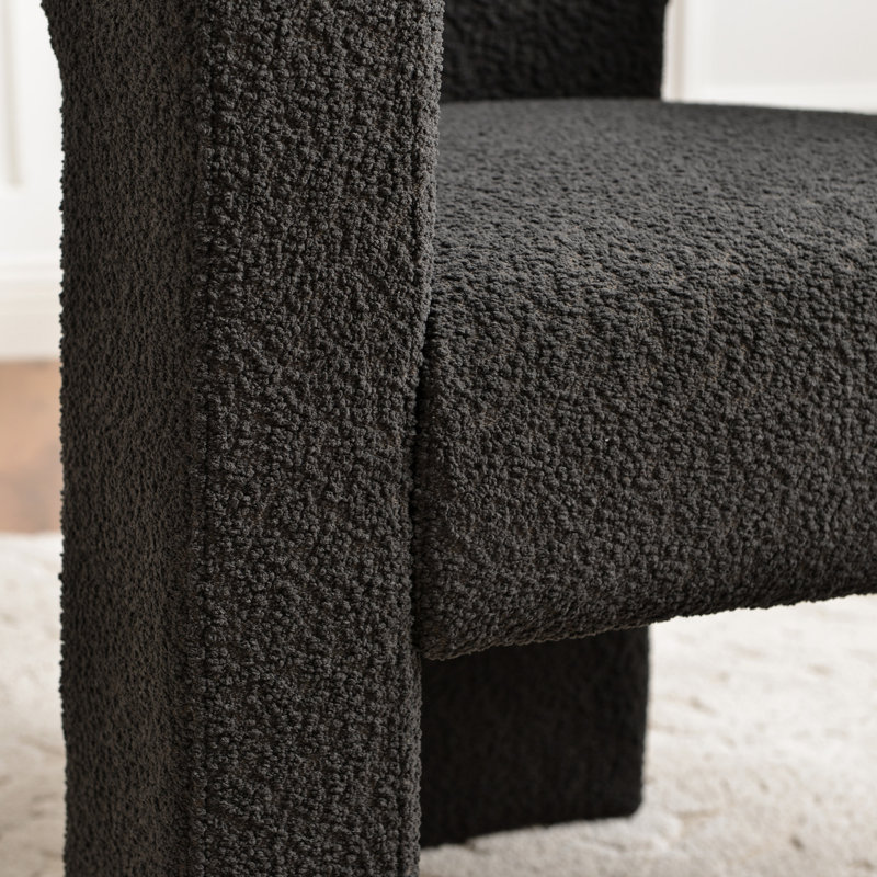 Ensemble de 2 fauteuils Brodee Boucle, Mélange de polyester noir de jais
