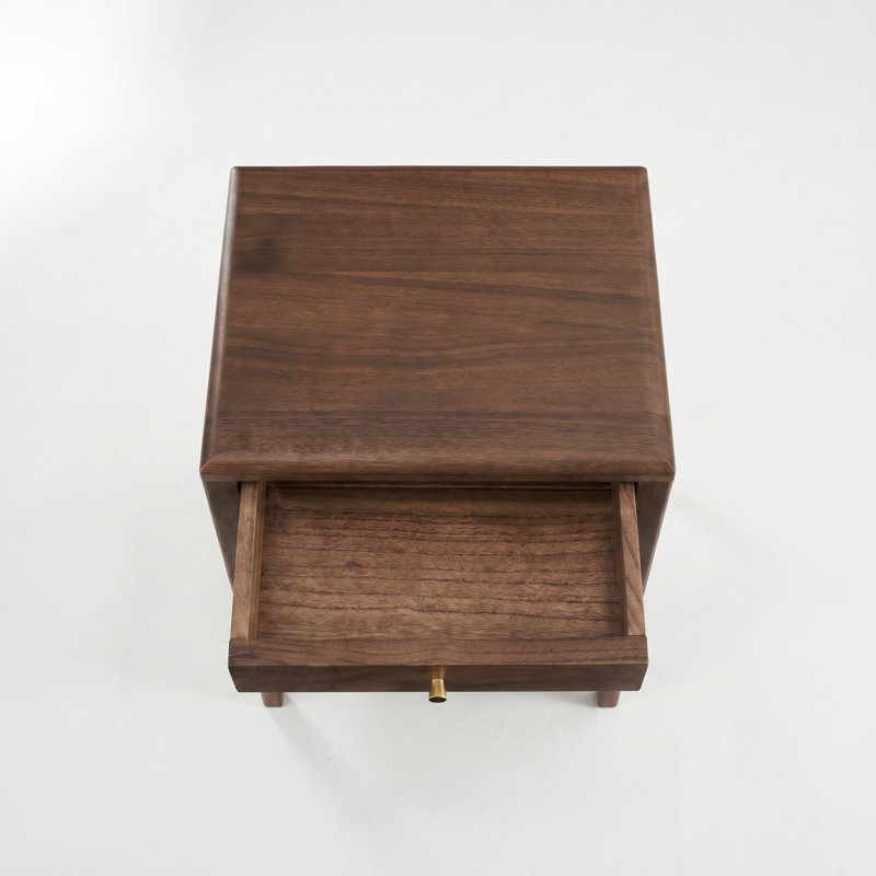 Petite table de bout en bois massif 15 po avec tiroir, Ensemble de 2, Brun noyer