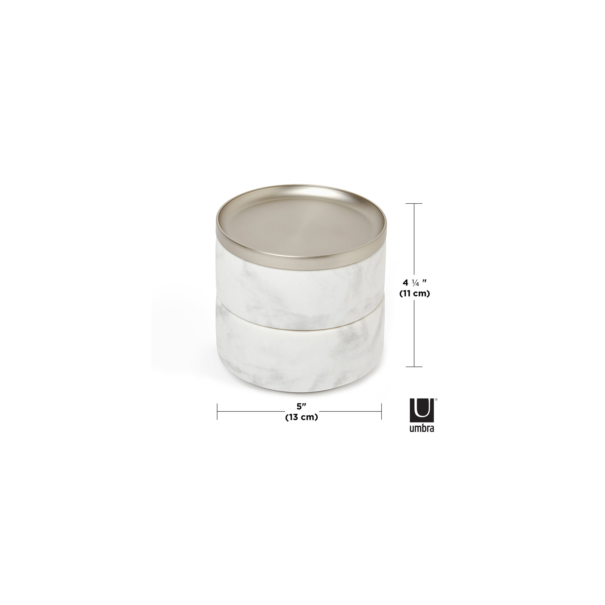 Tesora Jewelry Box, White/Nickel
