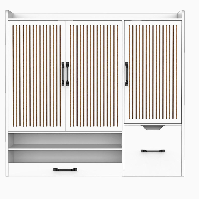 Armoire à chaussures multifonctionnelle avec tablettes réglables, tabouret, tiroir rétractable, range-chaussures minimaliste