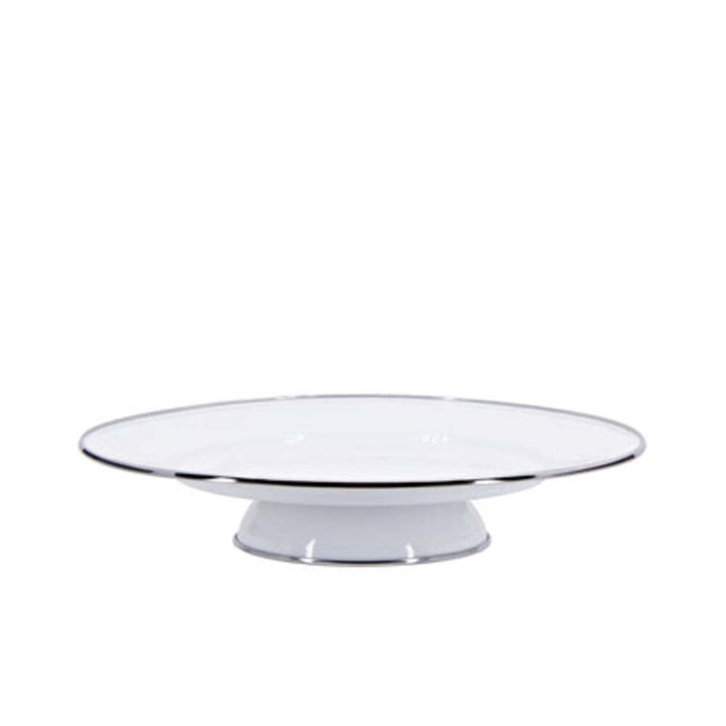 Solid Handmade Enamelware Cake Stand, White