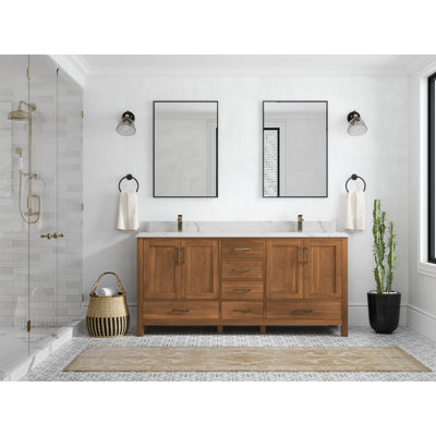 Malibu 72'' Double Bathroom Vanity with Quartz Top