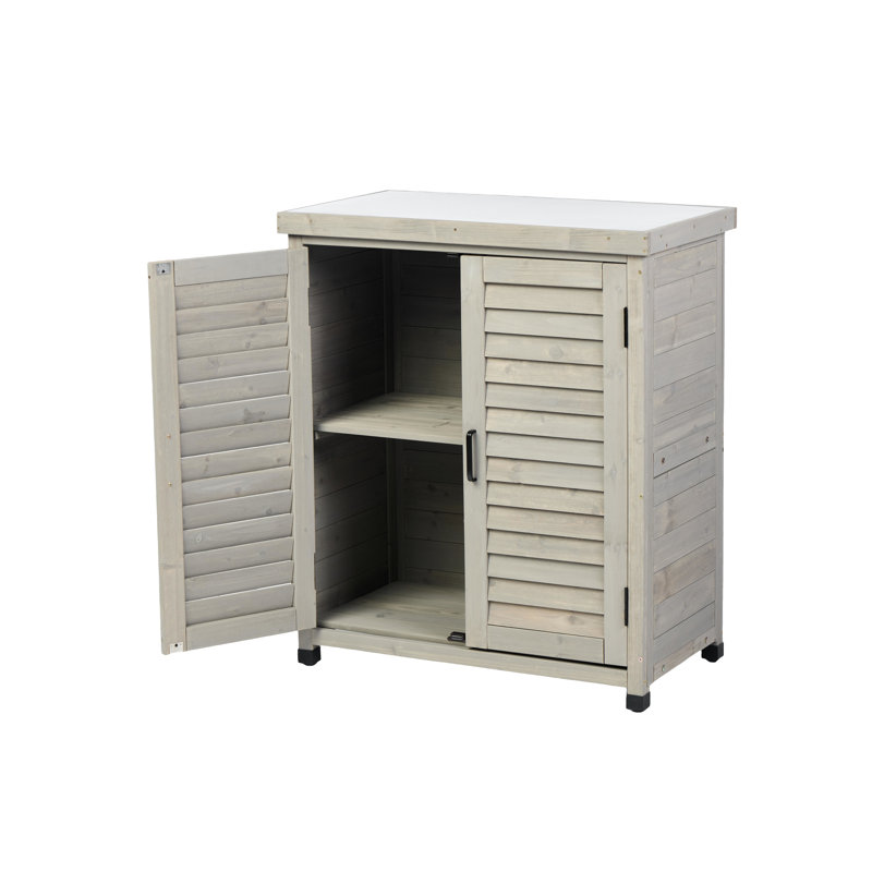 31X17x36'' Potting Bench With Grey Storage Cabinet - Built For Outdoor Patio Garden Hemlock & Metal Table Storage, Color Wood
