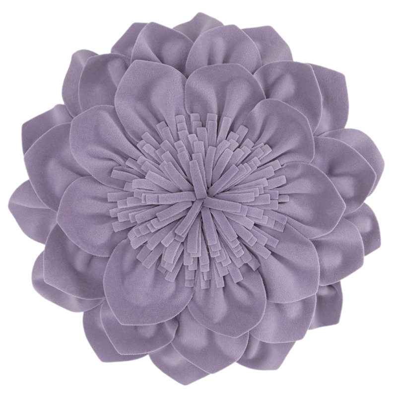 Coussin décoratif décoratif avec coussin décoratif fait à la main fleur 3D avec insert pour décoration intérieure, Mauve