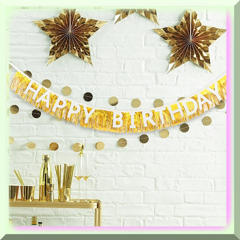 Gold Circle Garland 52ft 4 Pack