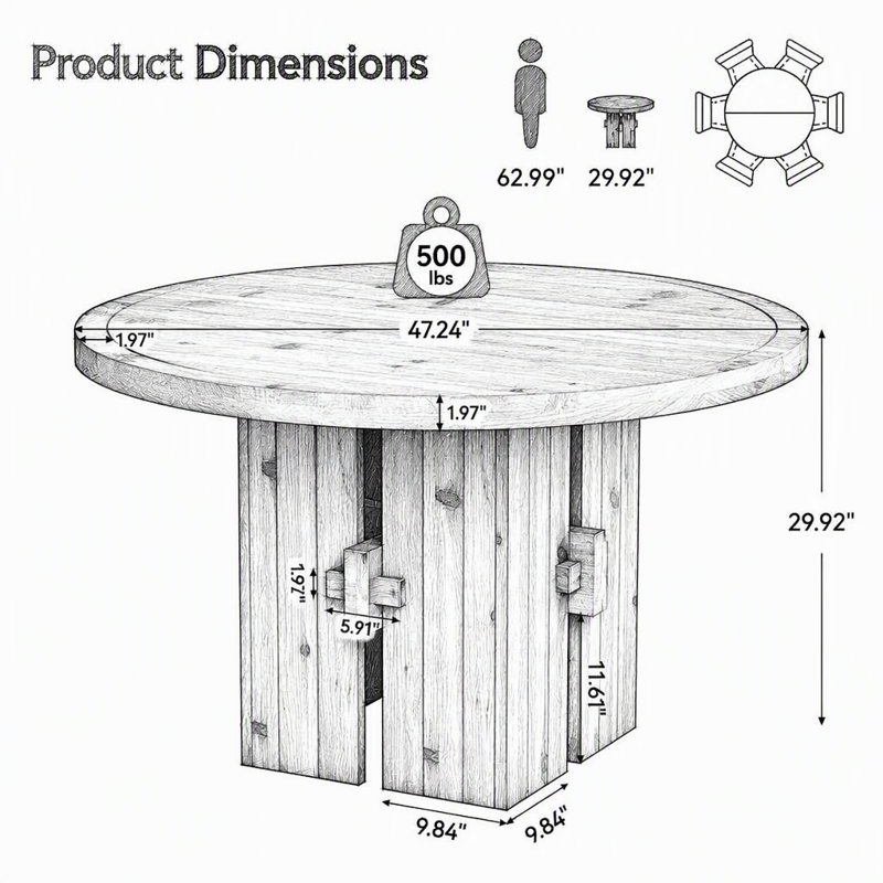 with Solid Wood Base Dining Table
