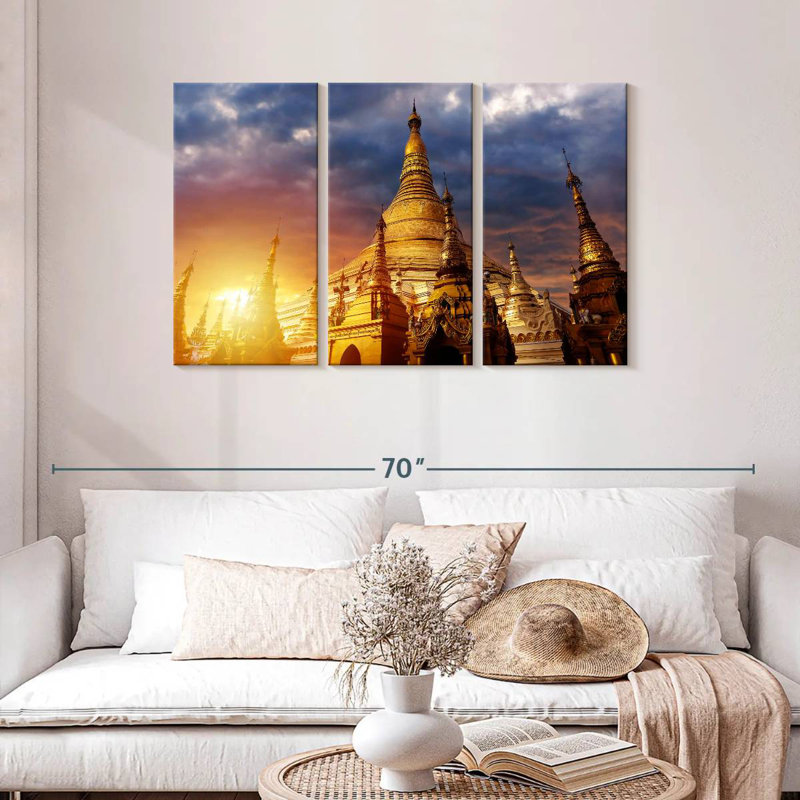 Adella Shwedagon Golden Temple, H 28 po x l 45 po