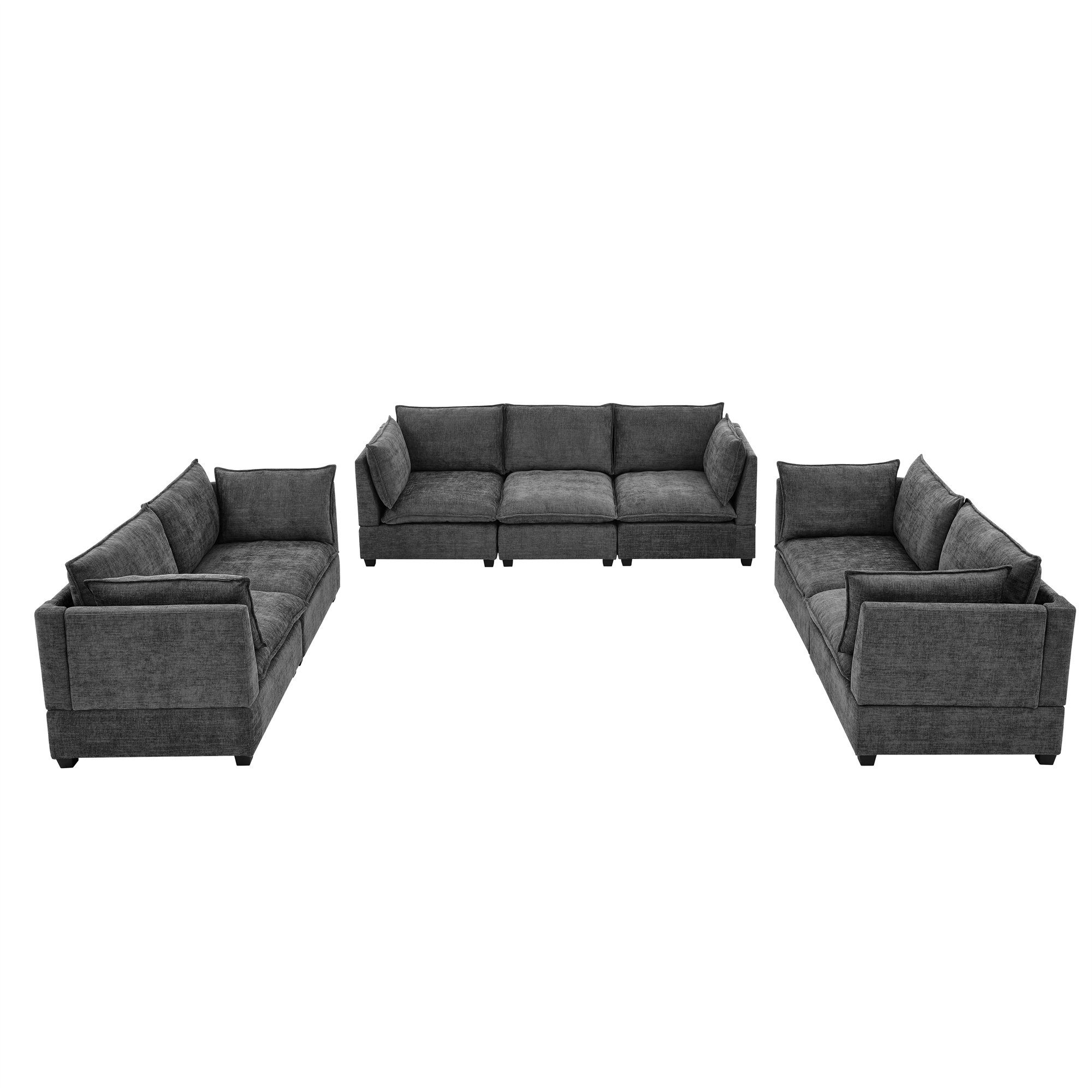 Latitude Run® Eli 3-Piece Chenille Living Room Set with Cushion Back ...