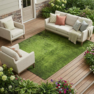 Tapis intérieur lavable abstrait antidérapant 8 pi x 10 pi vert