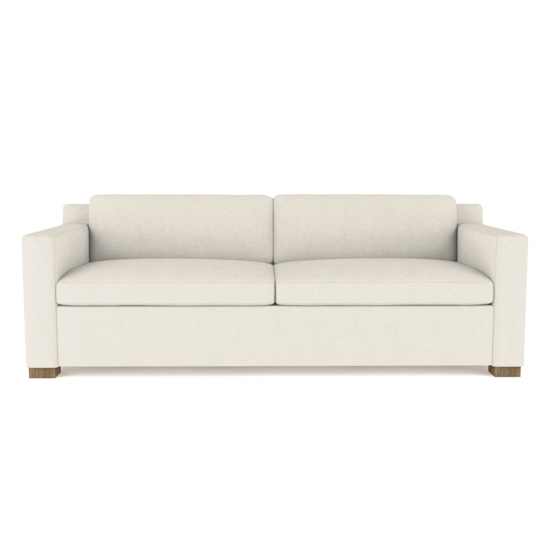 Causeuse Mercer, Lin à tissage carré albâtre, H 33,5 po x l 72 po x P 39 po, Patiné