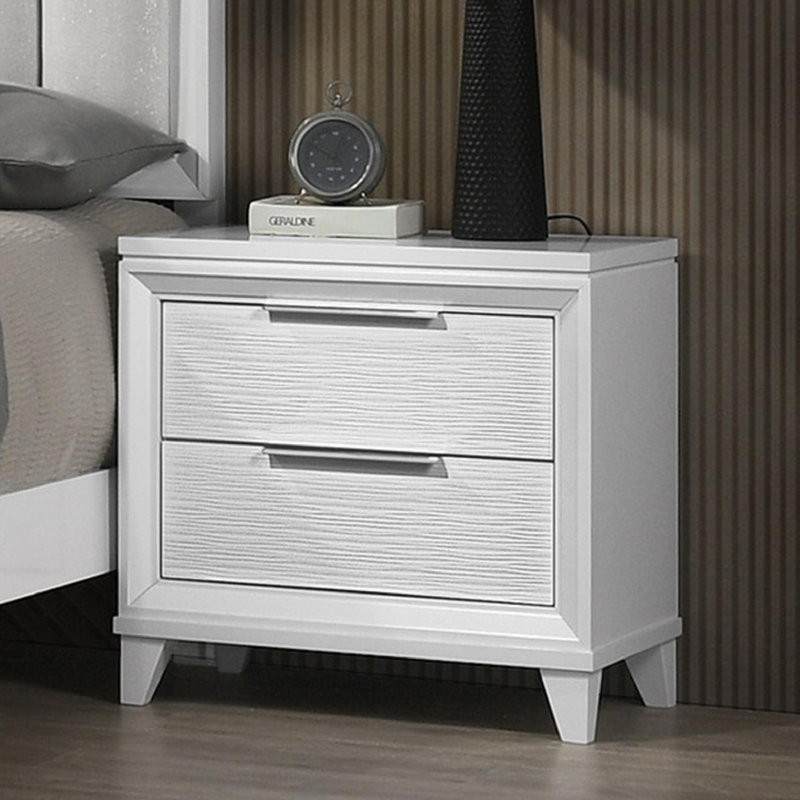 Table de chevet contemporaine avec rangement, Blanc