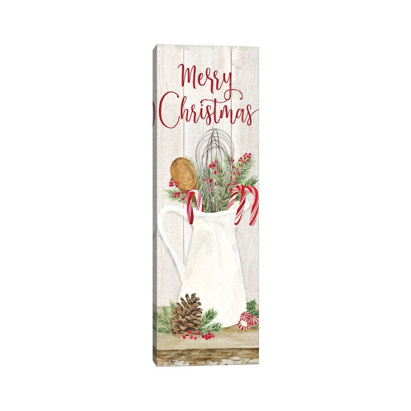 Christmas Kitchen Panel II-Merry Christmas 1 Piece Wrapped Canvas Wall Art, 30.48 cm H x 91.44 cm W