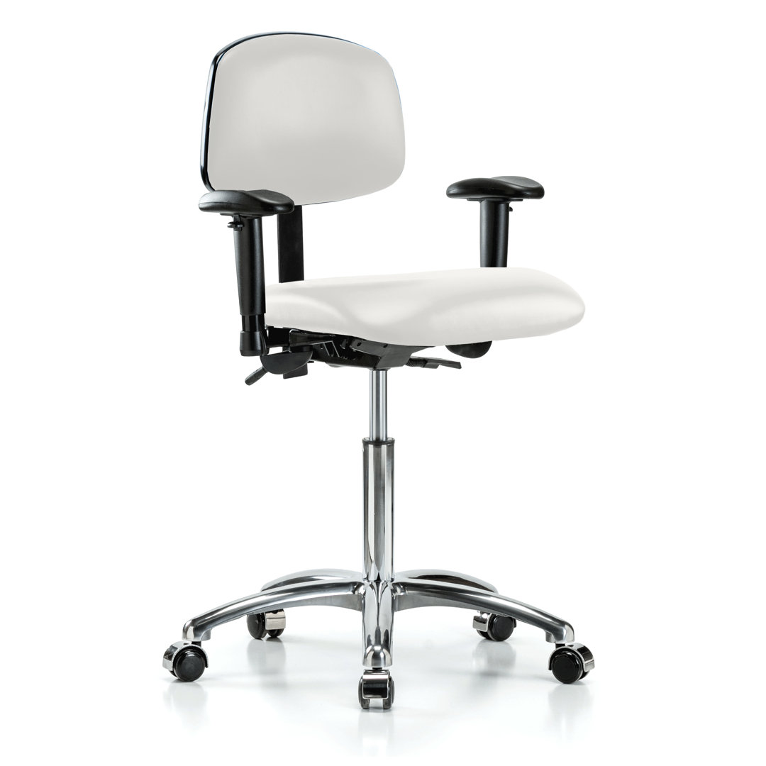 PERCH Chrome Multi-Task Office Chair with Adjustable Armrests | Medium Bench Height 20-27" Perch Chairs & Stools 