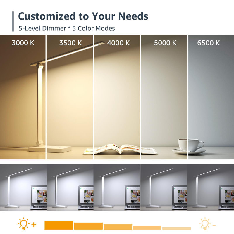 Metal Table Lamp 9.5W 800Lm, 5 Color Modes 5 Brightness Levels, Dimmable Home Table Lamp