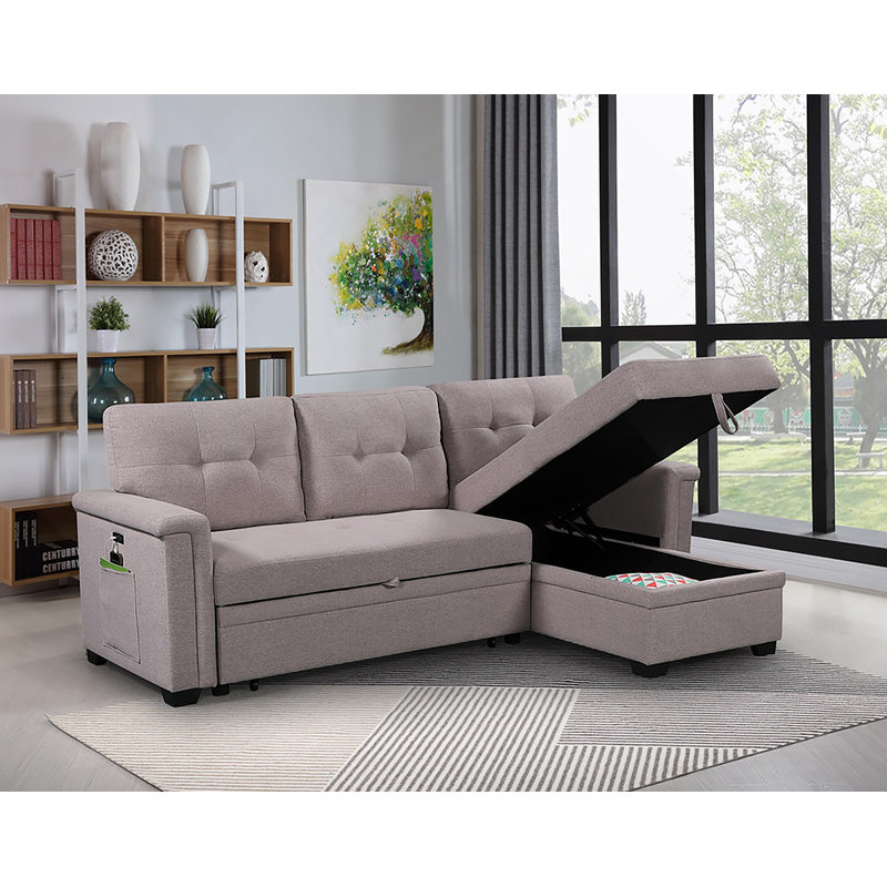 Canapé-lit modulaire réversible gris clair Ashlyn