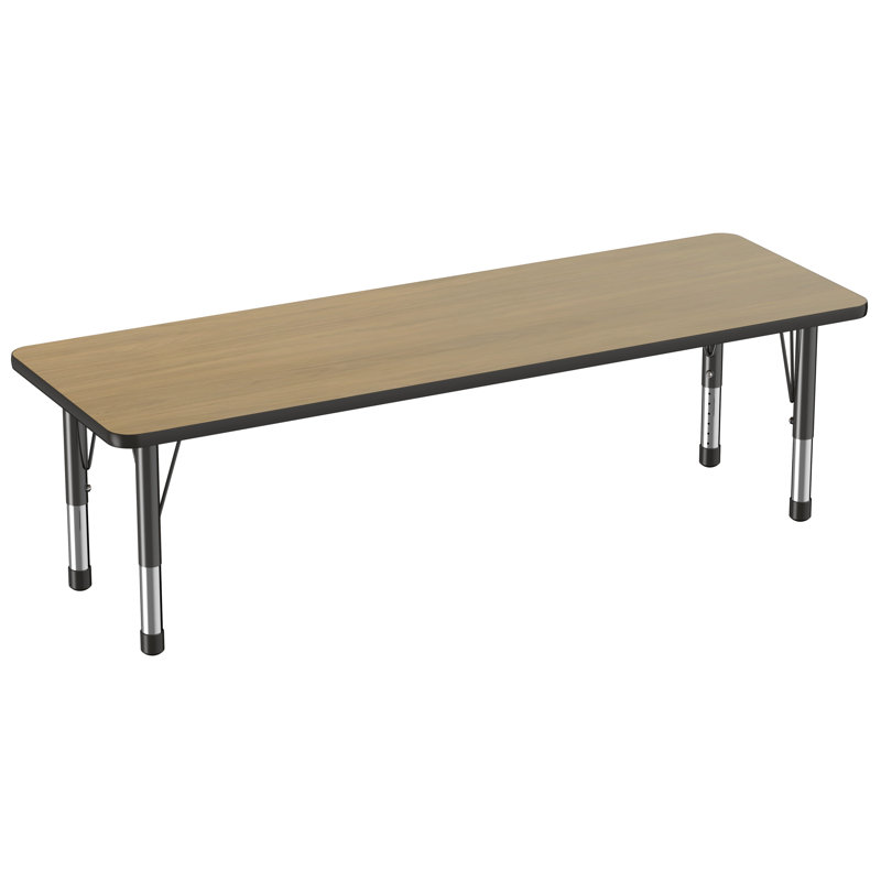 Table d'activité rectangulaire à hauteur réglable en forme de T, 30 po x 48 po, Chêne Pasadena / noir, Épais