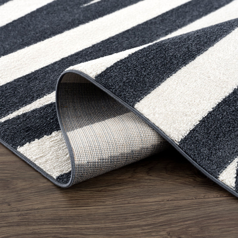 Tapis noir à grandes rayures NU160A, Rectangle 5 pi 3 po x 7 pi 6 po