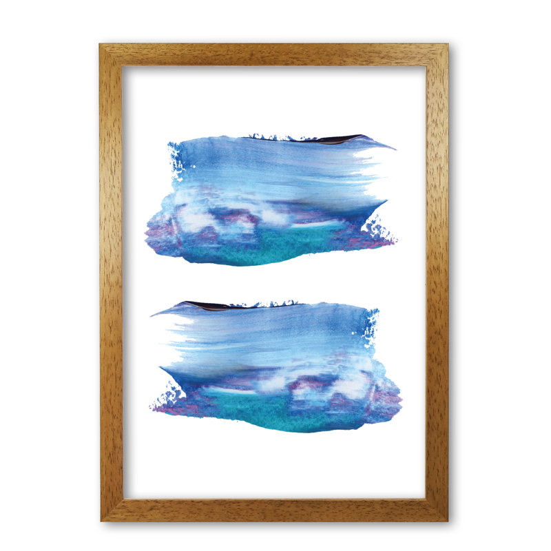 Blue And Purple Abstract Paint Strokes - Single Picture Frame Print, Honey Oak Frame, 42 cm H x 30 cm W x 5 cm D