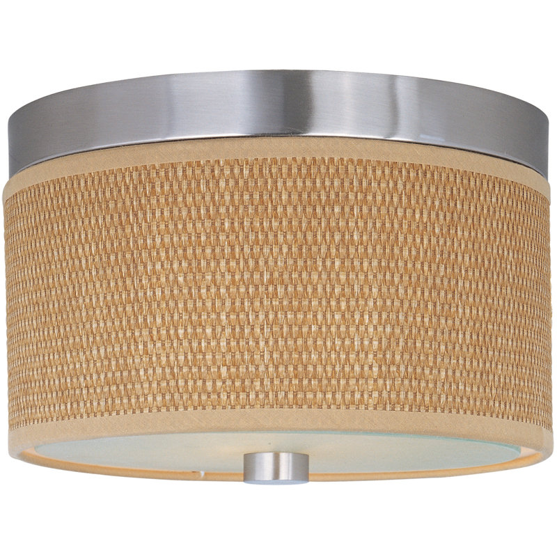 Denning Glass Flush Mount, Satin Nickel / 20" / Grass Cloth