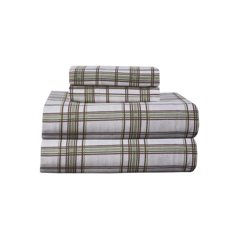 Ensemble de draps 100% coton en flanelle imprimée 170 g / m² Pointehaven, Ensemble de draps pour très grand lit + drap-hous