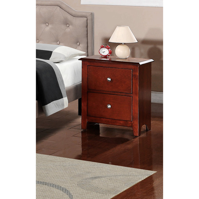 Table de chevet pour chambre à coucher Table de chevet 2 tiroirs couleur cerise