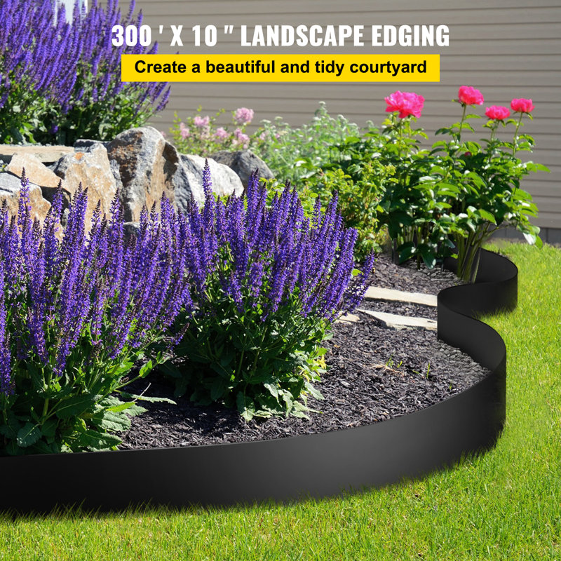 Black Vinyl 10" x 300 ft Landscape Edging Roll