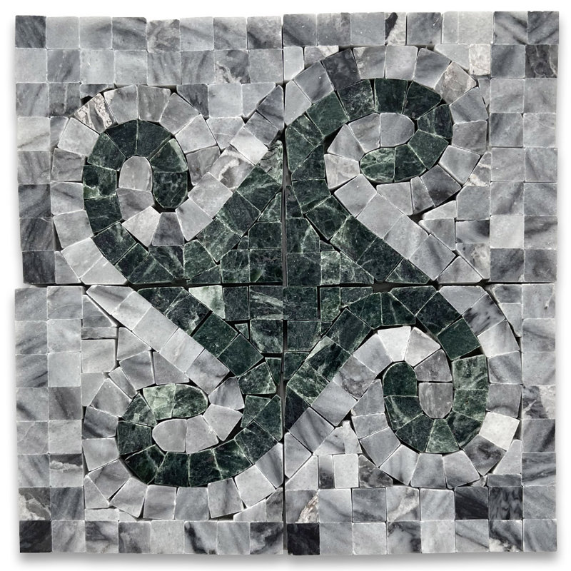 Carreau décoratif en marbre 3,1 po x 3,1 po gris / vert