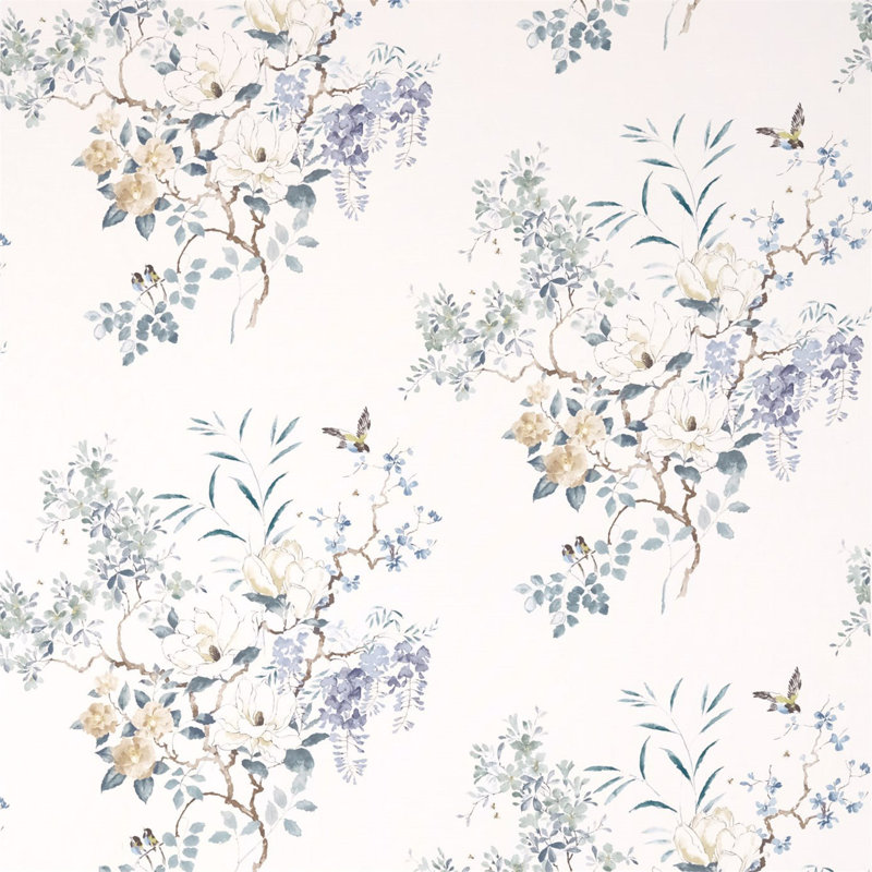 Magnolia & Blossom Fabric, Mineral/Teal