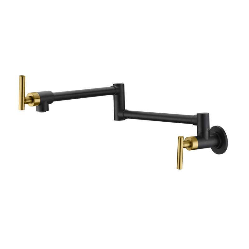 Sumerain S6113X-6111 Kitchen Faucet, Black/Gold