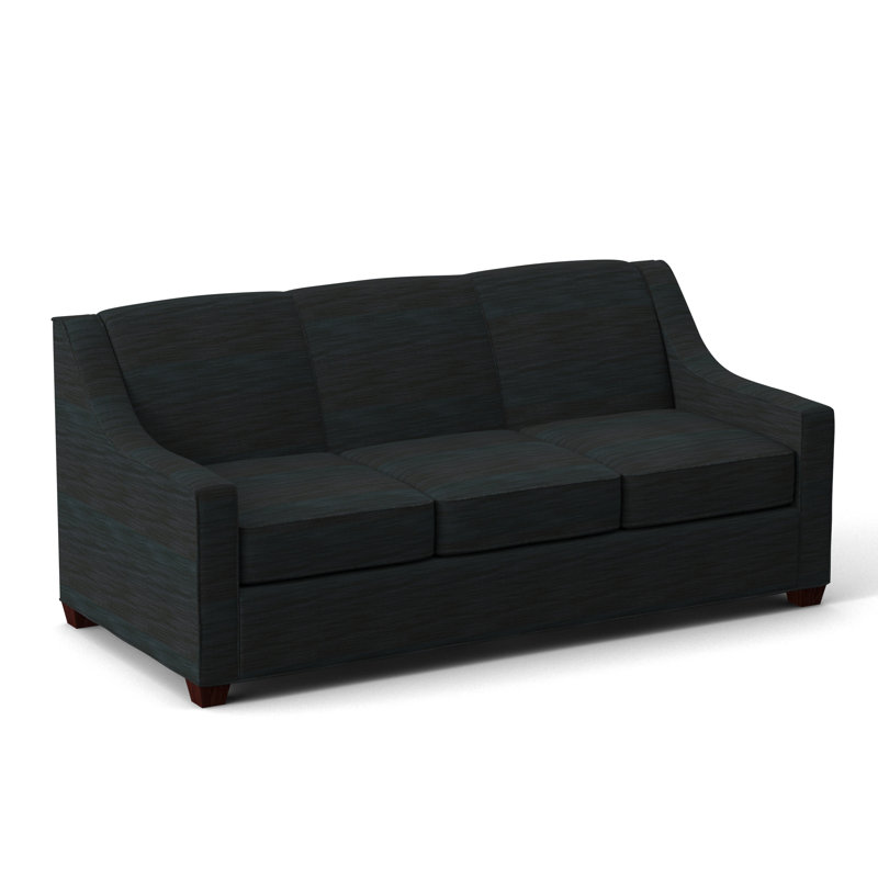 Phillips Square Arm Sofa with Reversible Cushions, Ridgecrest Midnight, Empire Mahogany, 34.5" H x 76" W x 36" D