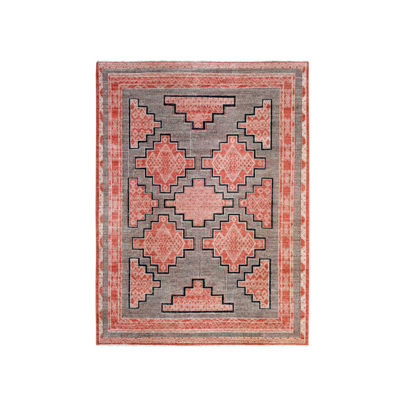 Tapis rouge brique en laine nouée à la main 9 pi x 11 pi 9 po D5C6D522023A4291AD5C5CEAEE403A2C