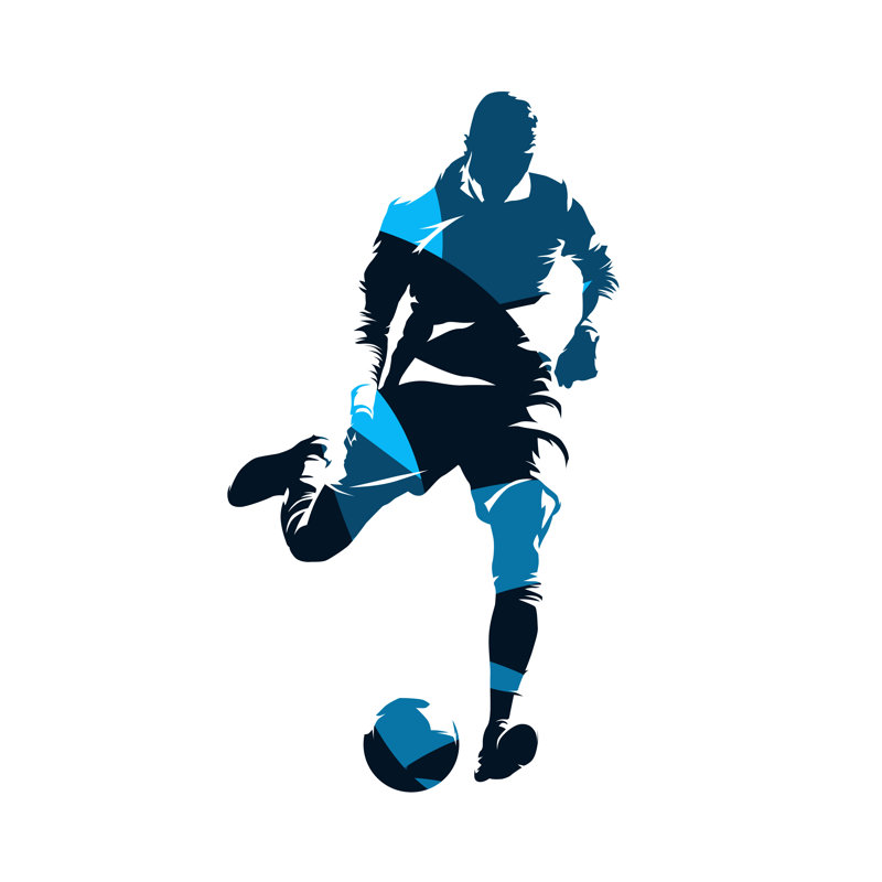 Football Player Kicking Ball - Wrapped Canvas Print, 30cm H x 30cm W x 3.8cm D