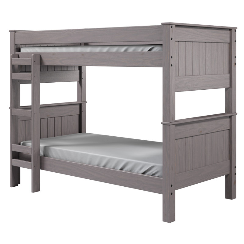 Lit plateforme en bois massif Scelfo, gris