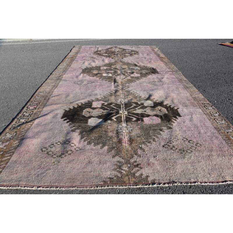 Tapis rose, tapis Boho, grands tapis de 5,4 x 10,7 pi, tapis en laine, tapis turc, tapis rétro