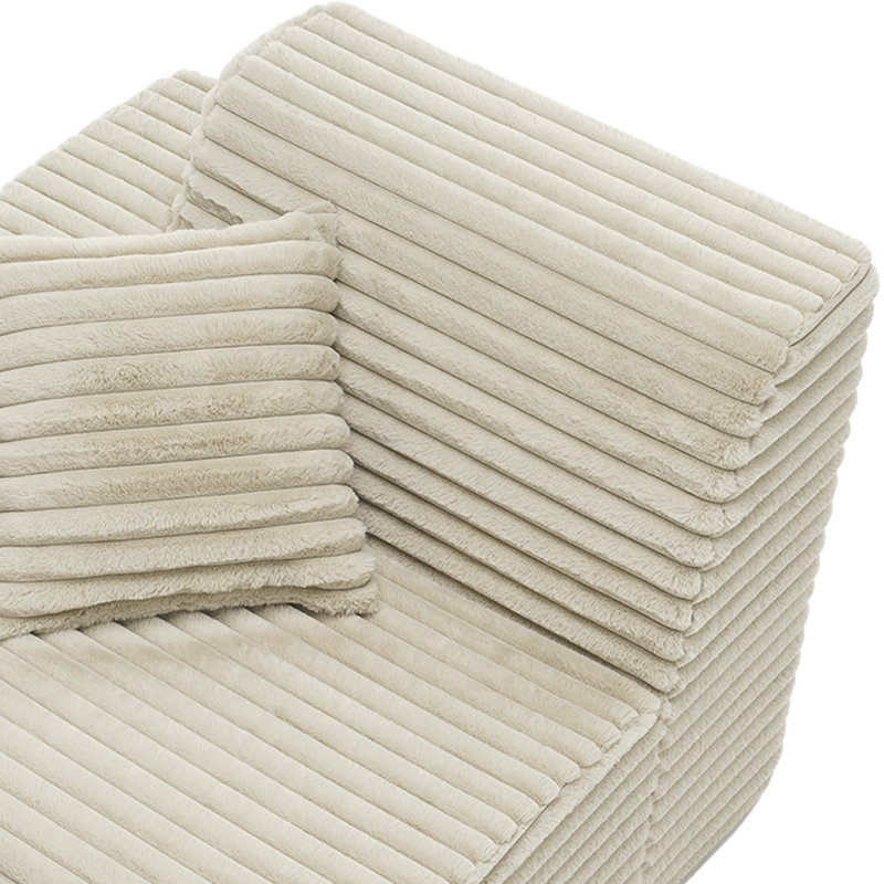 Chaise longue en flanelle de fourrure de lapin rembourrée 2 pièces 2 pièces sans assemblage requis, Orienté à droite
